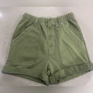 Alex Mill Olive High-Waist Button Front Shorts